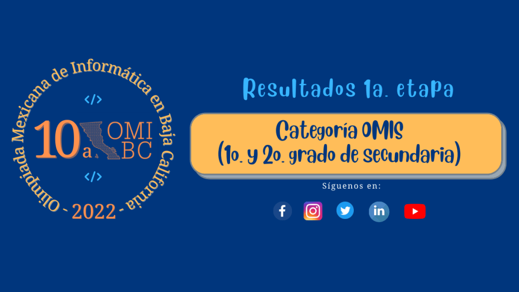 10a. OMIBC 2022: Resultados 1a. etapa, categoría&nbsp;OMIS