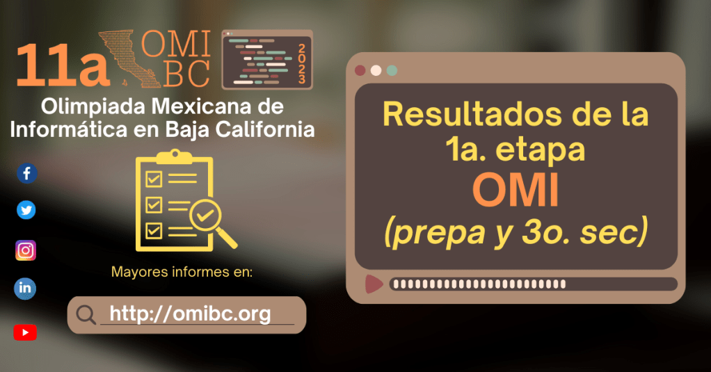 11a. OMIBC 2023: Resultados 1a. etapa – categoría OMI (3o. sec. y&nbsp;preparatoria)