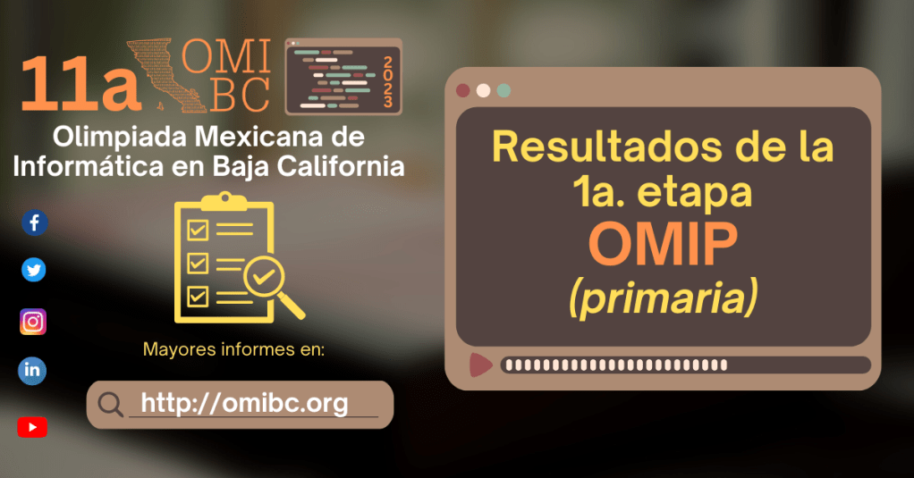 11a. OMIBC 2023: Resultados 1a. Etapa – categoría OMIP&nbsp;(primaria)
